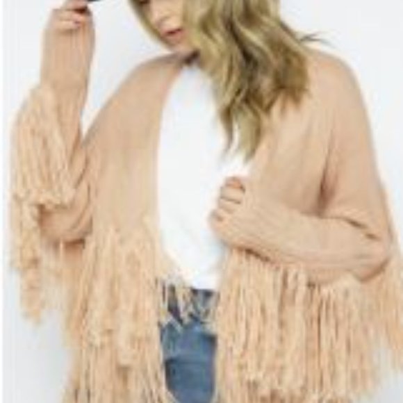 Cream Fringe Chunky Cardigan - Picture 3 of 3